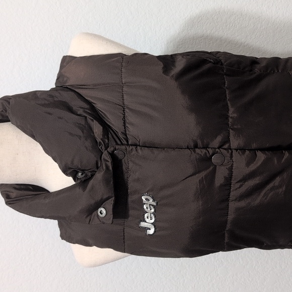 JEEP Puffer Vest Brown Old Navy Upcycle Almost Vintage ;) Size Small - Picture 2 of 14